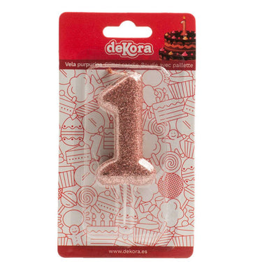 Vela Bronze com Purpurina - Número 1
